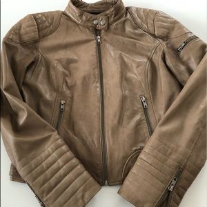 Brown moto leather jacket